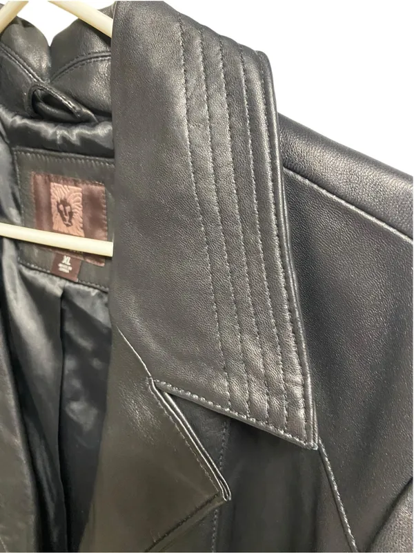 vintage Y2K 90s Anne Klein Midi Leather Trench Coat Matrix classic Mobwife - Image 6