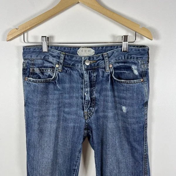 We The Free Jeans Straight Leg Raw Hem Medium Wash Women's Size‎ 25 Boho - Image 4