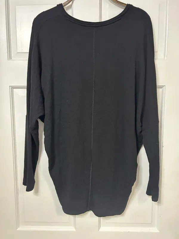 White House Black Market Black V-Neck Knit Top - Image 3
