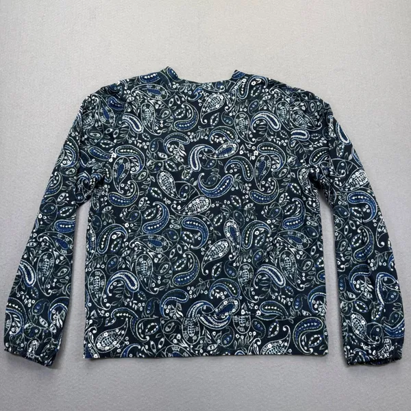 Ann Taylor Factory Womens Navy Blue Paisley Faux Wrap Top Size M 875502‎ FA23 - Image 7