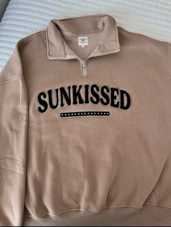 Boutique Sunkissed Coconut Quarter Zip Sweatshirt - Image 2