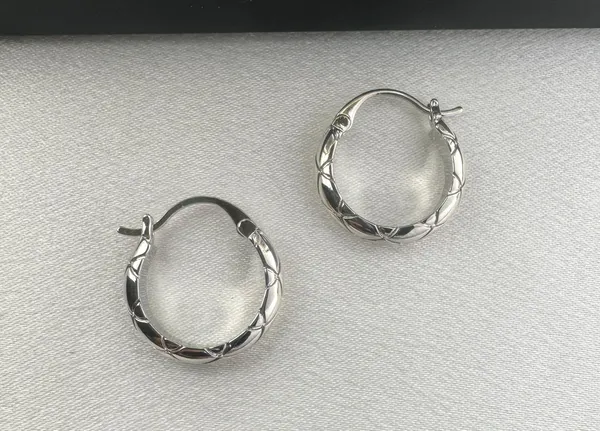 Polished Metal Texture Silver Hoop Earrings for Women - Image 3