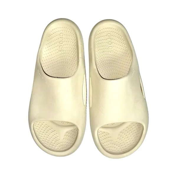 Crocs Mellow Recovery Thick Cushioned Slip-On Slide Sandals In Bone Size 9 - Image 5