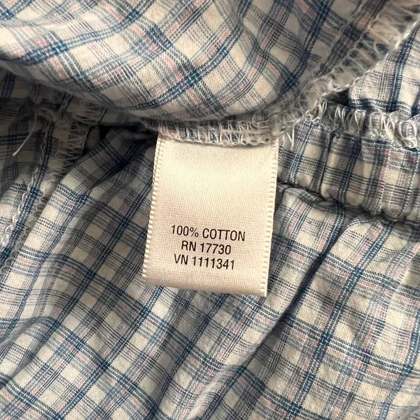 CONVERSE One Star 100% Cotton Blue Checkered Short Sleeve Top, Small - Image 6