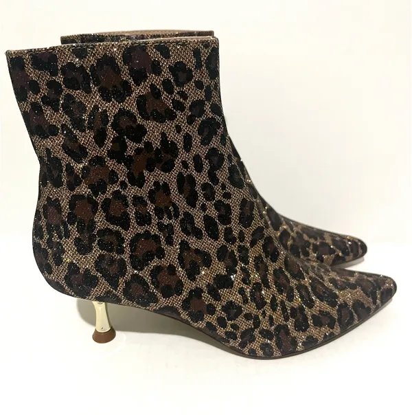 Betsey Johnson Leopard Print Pointed Toe Ankle Boots  - Image 2
