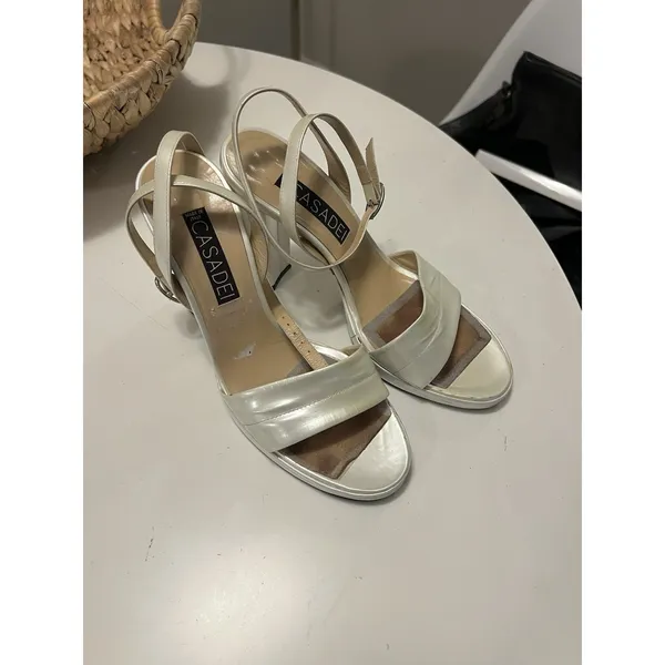 CASADEI Opalescent STRAPPY HEELS SANDALS‎ 37.5 Ankle Strap - Image 4