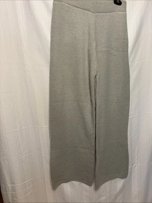 Wide-Leg Knit Track Pants in Light Gray - Image 2