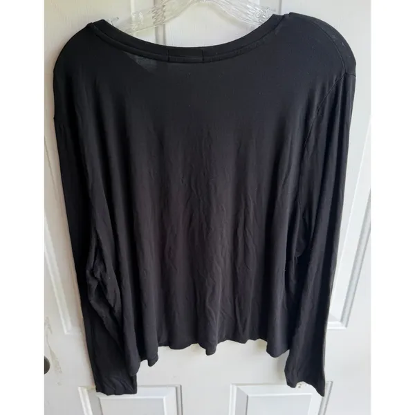 Nuuds Women's XL Vintage Cotton Long Sleeve Relaxed Everyday T-Shirt in Black - Image 5