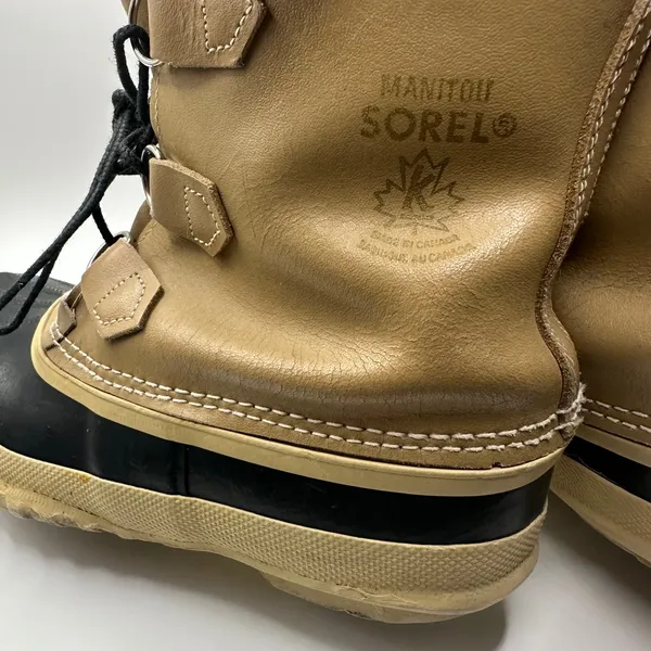 Sorel Manitou Vintage Winter Snow Boots Leather Rubber Wool Liner Made in Canada - Image 9