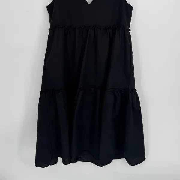 Petal + Pup Erenda Dress Size 10 Black Linen Cotton Tiered Midi Boho Summer - Image 8