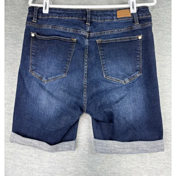 Judy Blue Distressed Denim Shorts Dark Wash Cuffed Bermuda XL - Image 7