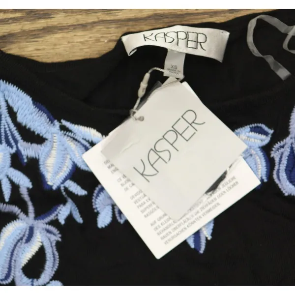 Kasper Womens Sleeveless Embroidered Sleeveless Top 10924833 Black XS - Image 3