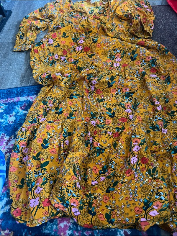 Natural Life Phoebe Maxi Dress Gold Yellow Boho Floral Women’s M oversized - Image 12