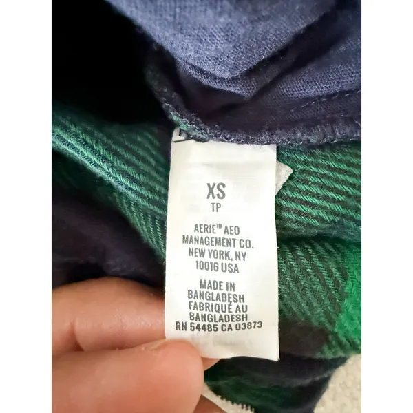 Aerie‎ | NWT Flannel Plaid Romper in Green Blue | Sz XS - Image 10