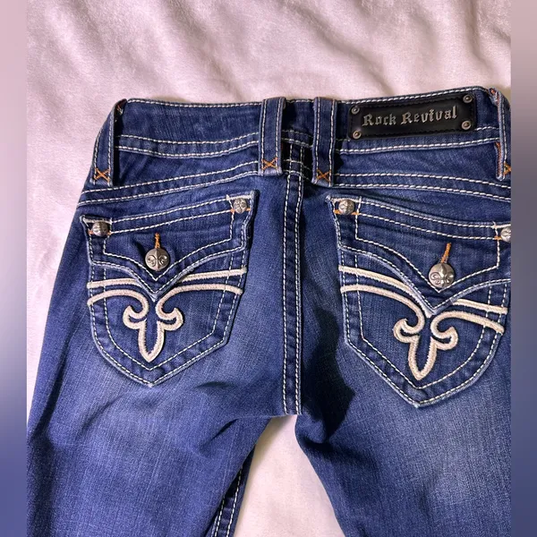Rock Revival Dark Blue Flare Jeans - Image 5