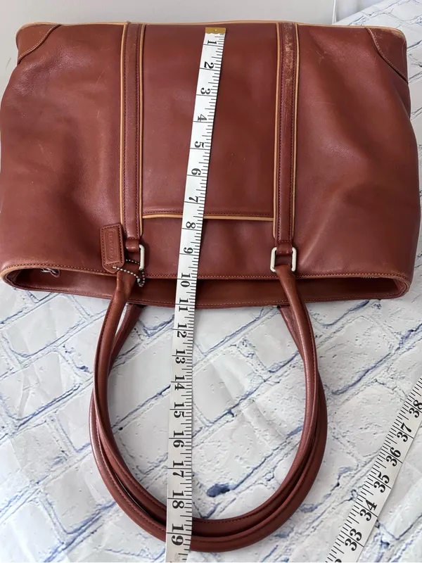 Vintage Coach Hamptons Leather Tote Bag 7515 Chestnut Brown Business Carryall - Image 14