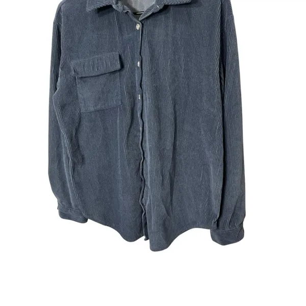 Princess Polly Blue/Gray Corduroy Button Up‎ Shacket Size 4 oversized - Image 3