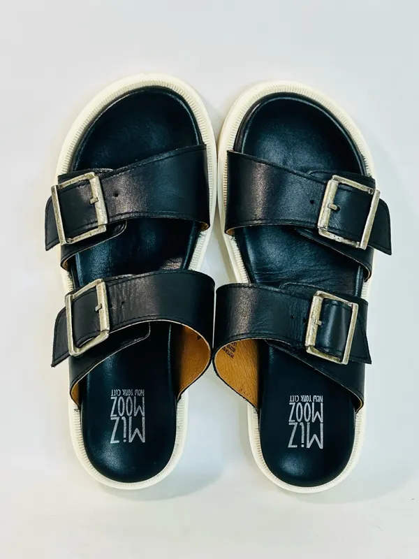 Miz Mooz Peyton Black Leather Lug Sole Platform Slide Sandals Size 39/US 8.5-9 - Image 2