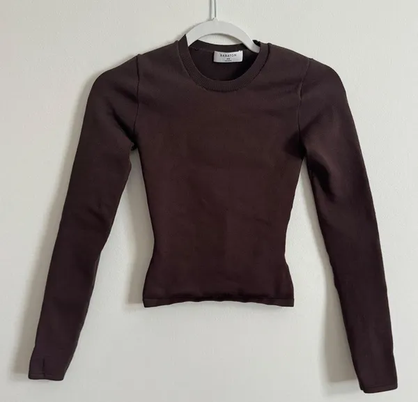 Aritiza Babaton Ribbed Brown Long Sleeve Size XXS / XS Contour Sculpt - Image 2