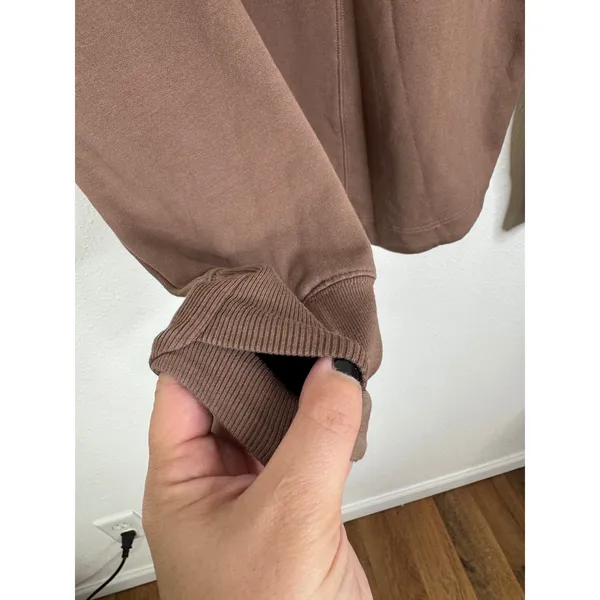Athleta Coaster Luxe V-Neck Sweatshirt‎ Brown Mauve Fleece Pullover XS 466781 - Image 6