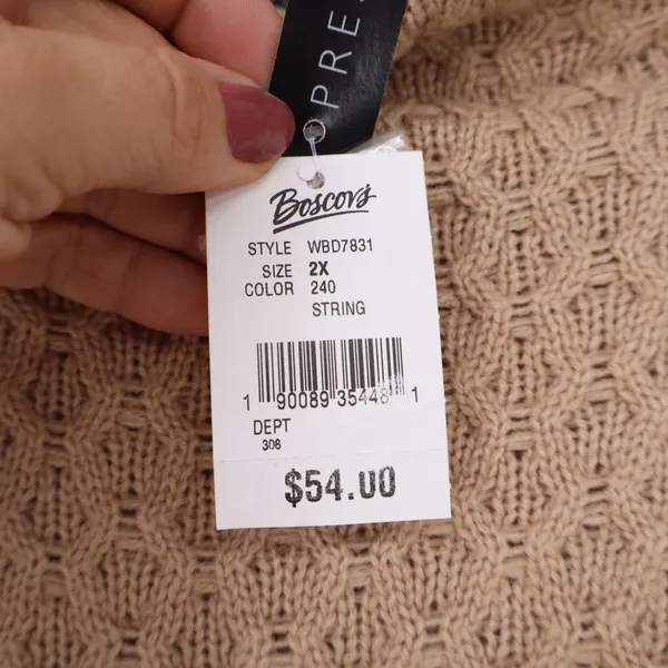Preswick & Moore Sweater Womens 2X Tan Mock Neck Textured Knit NWT - Image 6