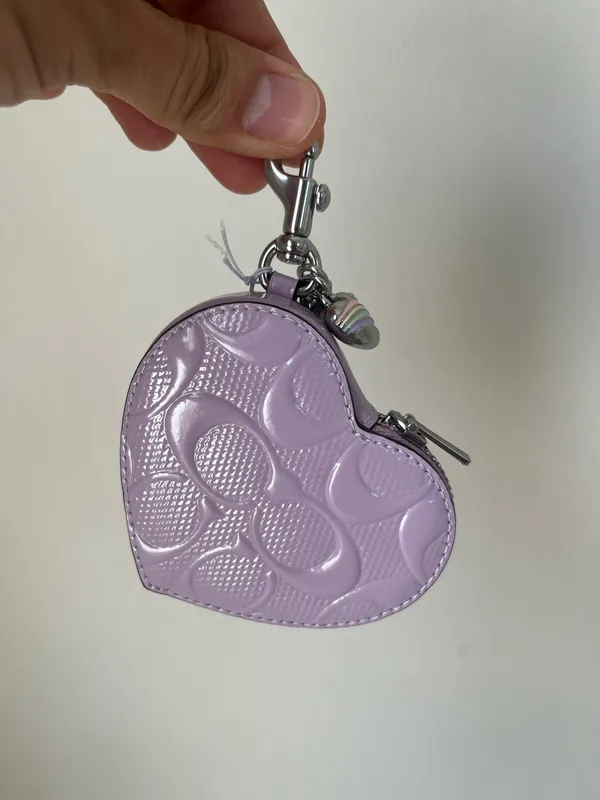 Coach Heart Bag Charm In Signature Leather With Heart Charm - Image 2