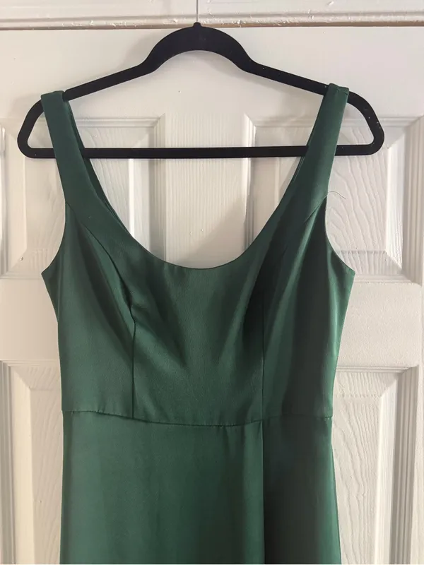 David's Bridal Celebrate Crepe-Back Satin Scoop Tank Dress Juniper Size 6 - Image 2