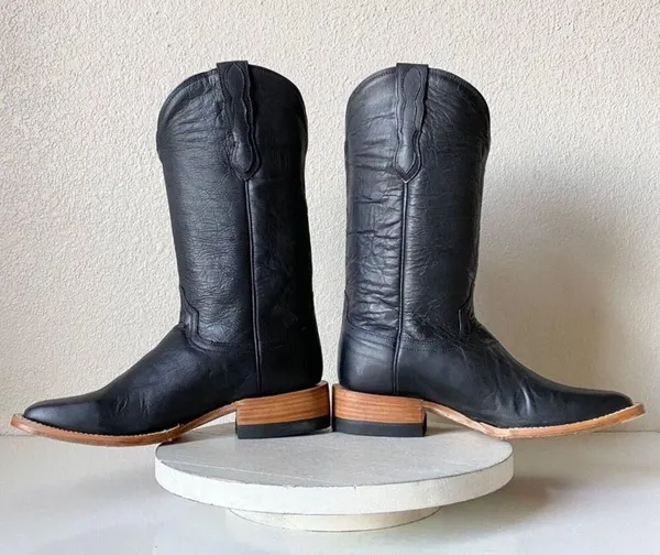 Square toe country boots Black Size 10 - Image 5