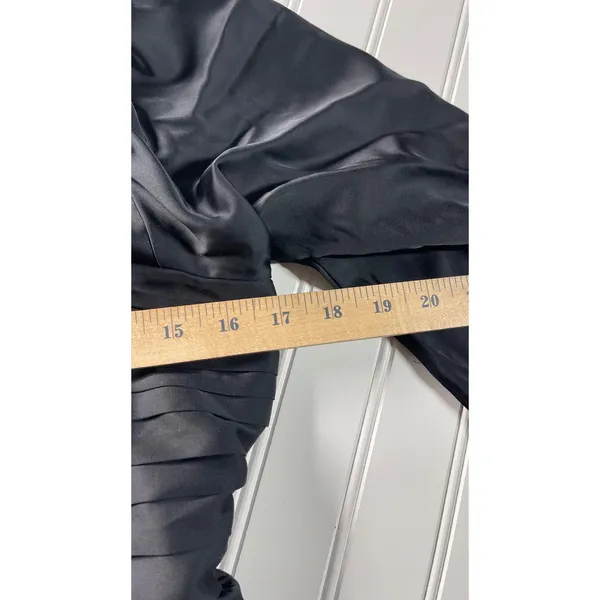Abercrombie Emerson Satin Mini Dress Black Long Sleeve Babydoll Pleated MT Tall - Image 5