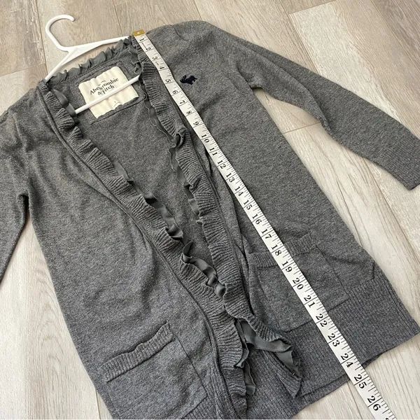 Abercrombie & Fitch Cardigan Sweater ruffle open womens Gray (small) y2k vintage - Image 6