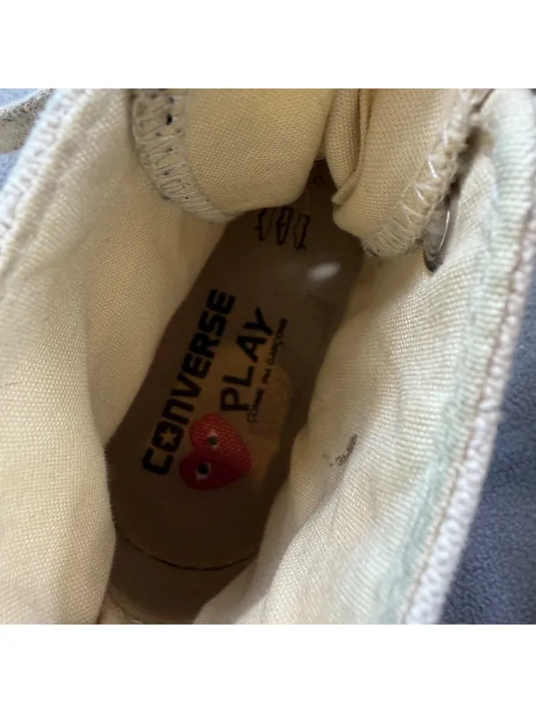 Comme des Garçons PLAY x Converse Chuck 70 High Milk Red Heart Sneakers M5 W7 - Image 3