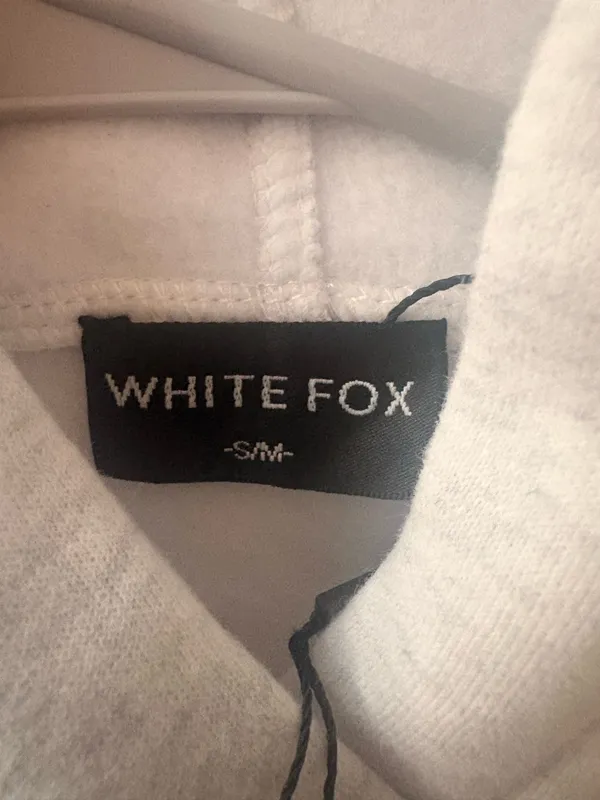 White Fox Boutique Hoodie Light Grey and Orange - Image 4