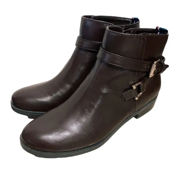 Womens‎ Tommy Hilfiger Faux Leather Side Zip Ankle Boots 7M - Image 2