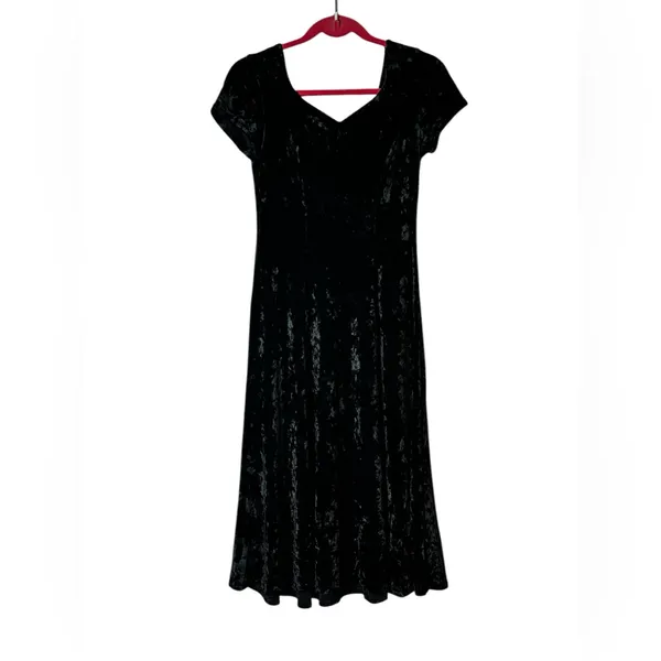 St. Michaels Black Velvet Midi Dress WhimsiGoth 90s Grunge Witchy Goth Size 8 - Image 11