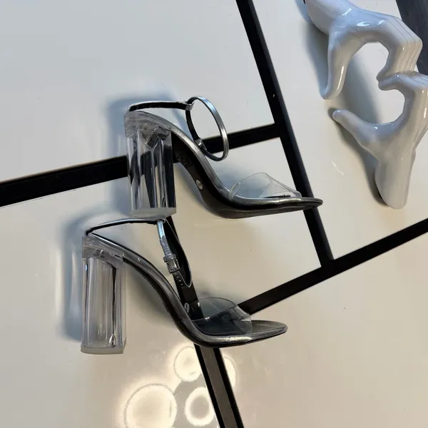✨ Zara Metallic Silver Clear Block Heels - Size 37 ✨ - Image 20