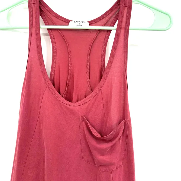 Babaton‎ size small racer back tank top pink red with pocket on front sueded - Image 3