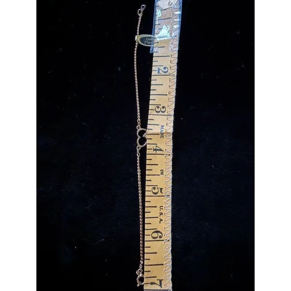 Gold Plated Heart Bracelet, Crystal, Made in Korea, 7" - Image 7