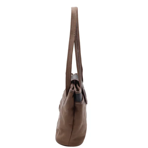 Leslie Fay Shoulder Bag Womens Medium Tote Brown Black Faux Lizard Trim - Image 5