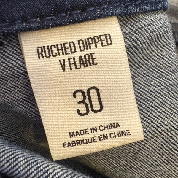 BDG Urban Outfitters Ruched Dipped V Flare Jeans Size 30 Dark Wash Blue - Image 9