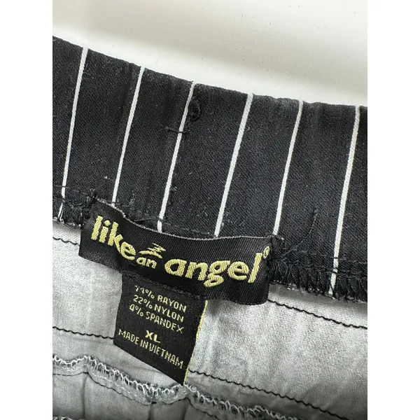 Like an angel Y2K Black Pinstripe Pleated Mini Skirt Buckle Strap Punk Grunge Goth Festival - Image 6