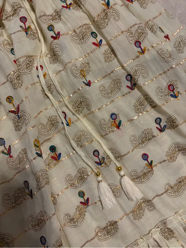 ValDior Cream Maxi Dress with Multicolor Embroidery - Image 3