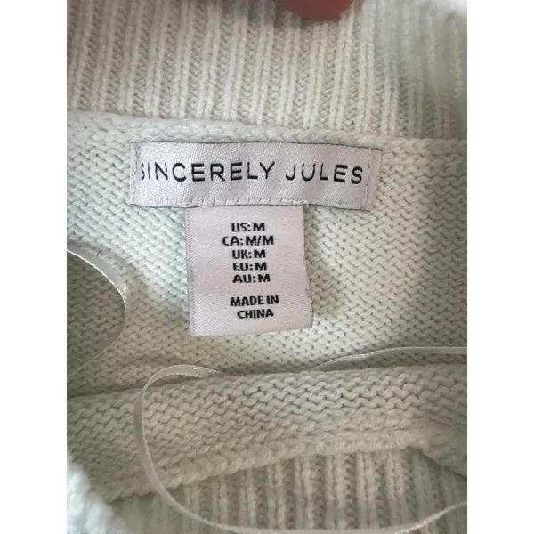 Sincerely Jules Womens SKI Graphic‎ Knit Sweater White Black Medium ST21841 - Image 2