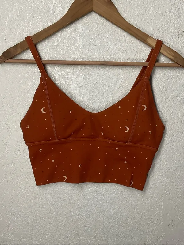 POPFLEX Rust Crescent & Star Print Sports Bra S - Image 2