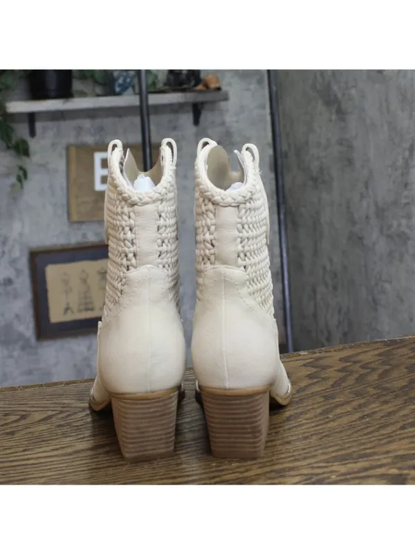 NWT DV Dolce Vita Leather Pull-On Pointed Toe Western Booties Ivory Off White 8M - Image 9