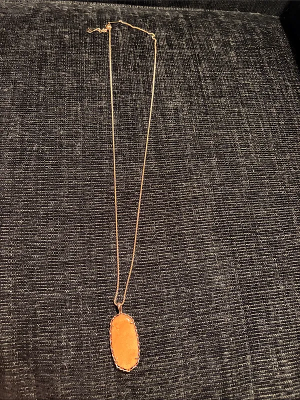 Retired Kendra Scott Macrame Reid Rose Gold Peach Long Pendant Necklace - Image 2