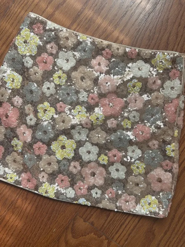 Sequin Floral Gold and Pastel Hippie Mini Skirt Size XS Date Night Going Out \ - Image 5