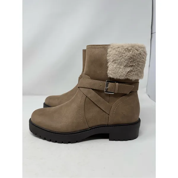 Dolce Vita Oaklyn Faux Leather Boots Light Brown Size 9.5 NWOT Faux Fur Lining - Image 3