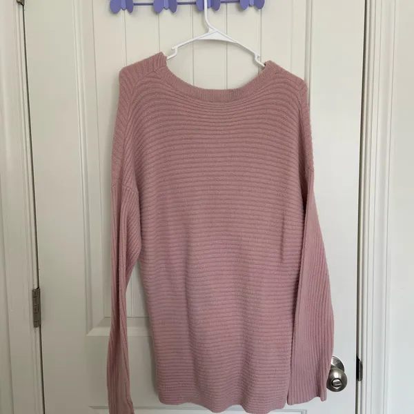 EUC Express women’s blush pink‎ ribbed knit wrap crossover sweater top medium - Image 6