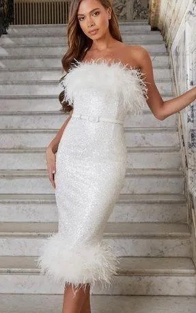 Nadine Merabi X Customized white Sequin Feather Dress - Image 4