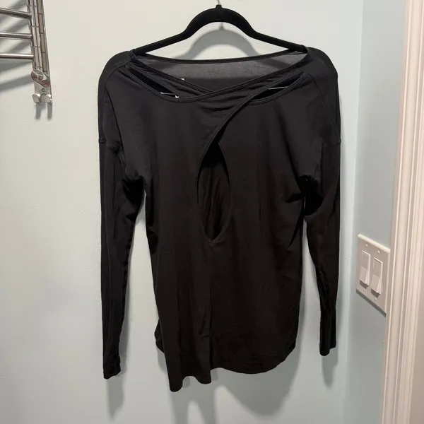 Lululemon Long‎ Sleeve Top Black 4 Open Back Athleisure Yoga Layering - Image 2